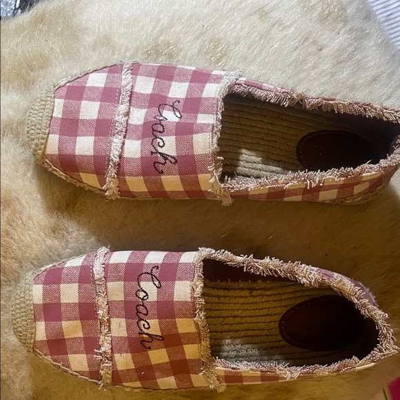 Coach Burgundy Checkered Espadrilles - Picture 1 of 5